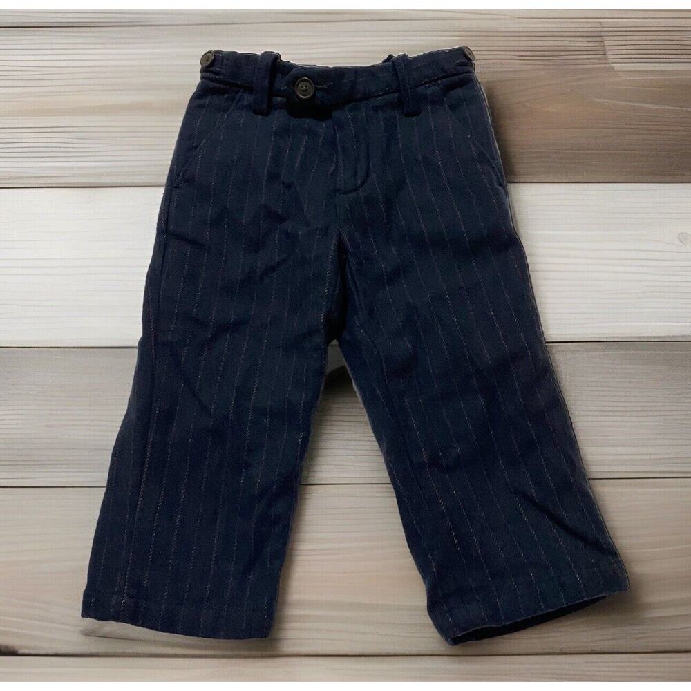 Baby Gap Pinstripe Wool Dress Pants Blue Sz 2 Toddler Adjustable Waist